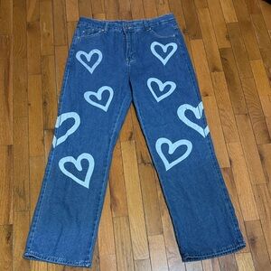 Blue Jeans with Heart Pattern